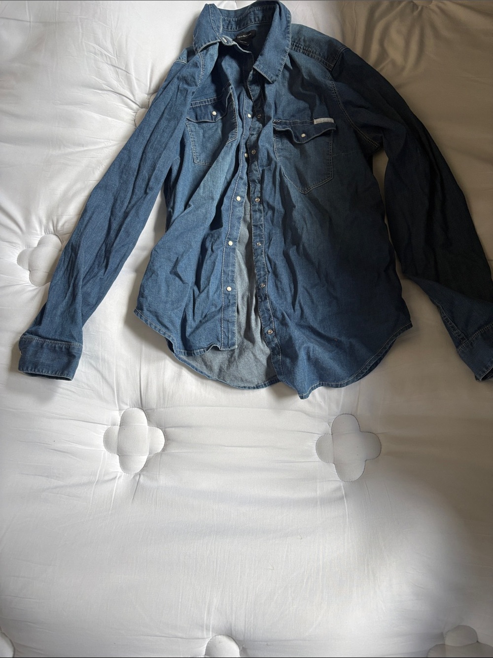 Classic Calvin Klein Denim blue Button-Up Shirt in Medium